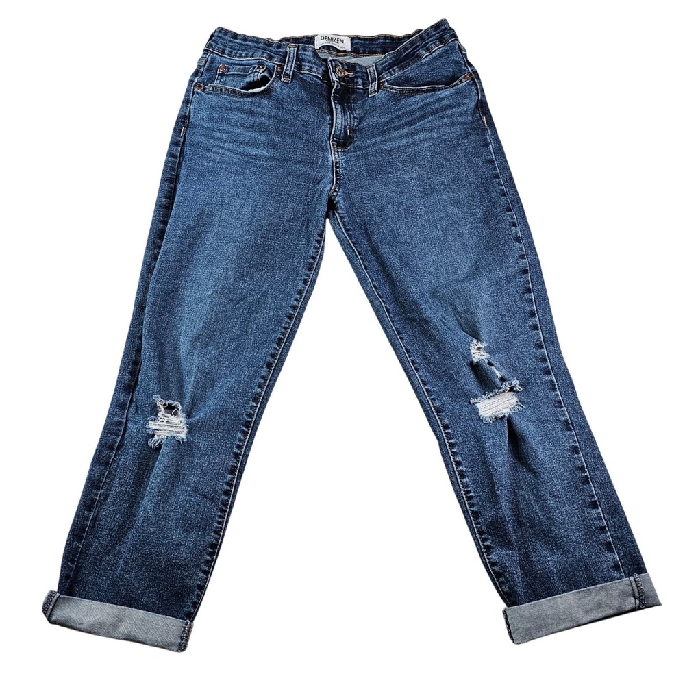 DENIZEN from Levi's Mid Rise‎ Boyfriend Distressed Jeans 30" Blue Casual Pent